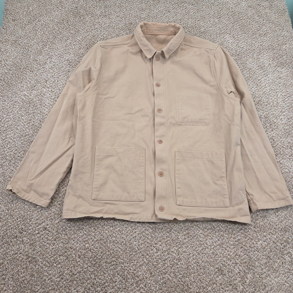 Alex Crane Kite Jacket Chore Coat Canvas XL Mens Beige USA Made Button‎